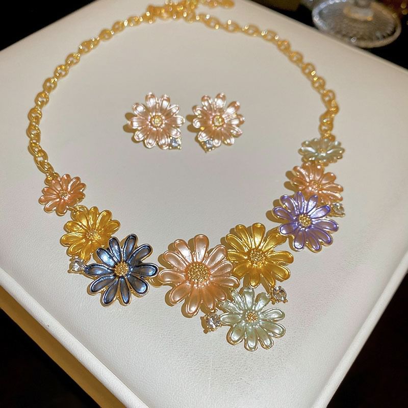 Earring Alloy / Stud Choker Rhinestone Floral