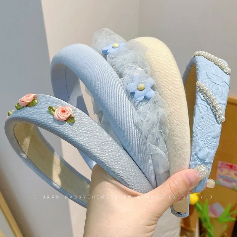 Pearl Faux Hair Band (Various Designs) Flower