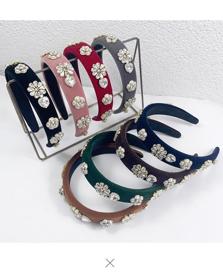 Gemstones Rhinestone Hair Flower Band