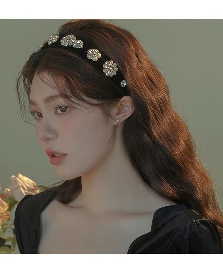 Gemstones Rhinestone Hair Flower Band