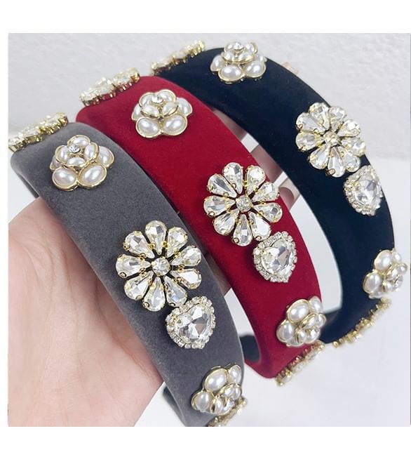 Gemstones Rhinestone Hair Flower Band