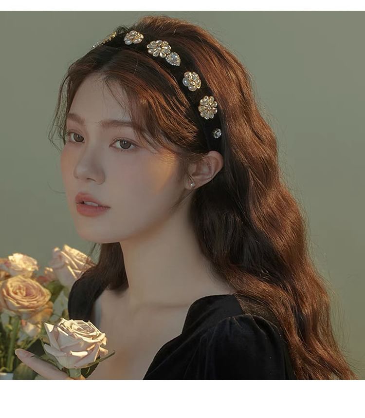 Gemstones Rhinestone Hair Flower Band