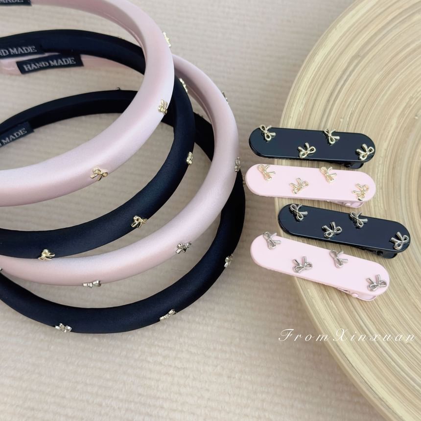 Bow Band Clip Hair Studded /