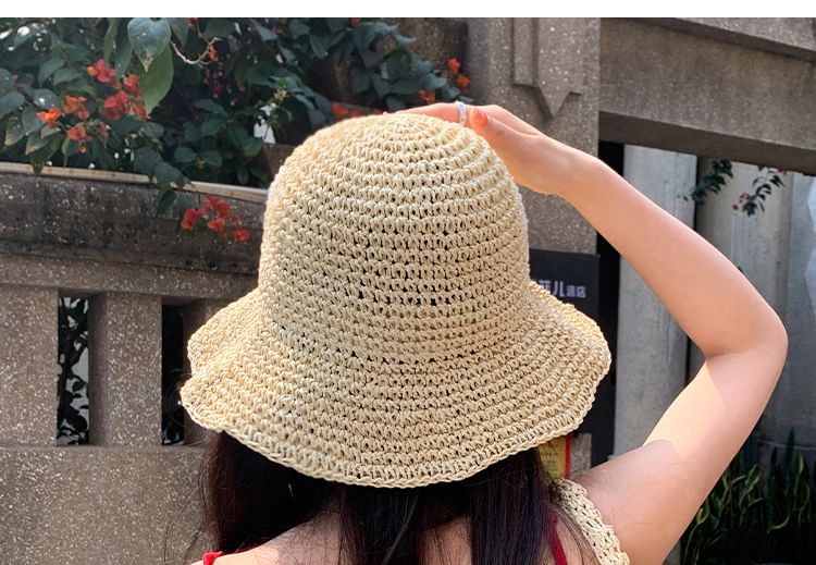 Applique Heart Straw Hat