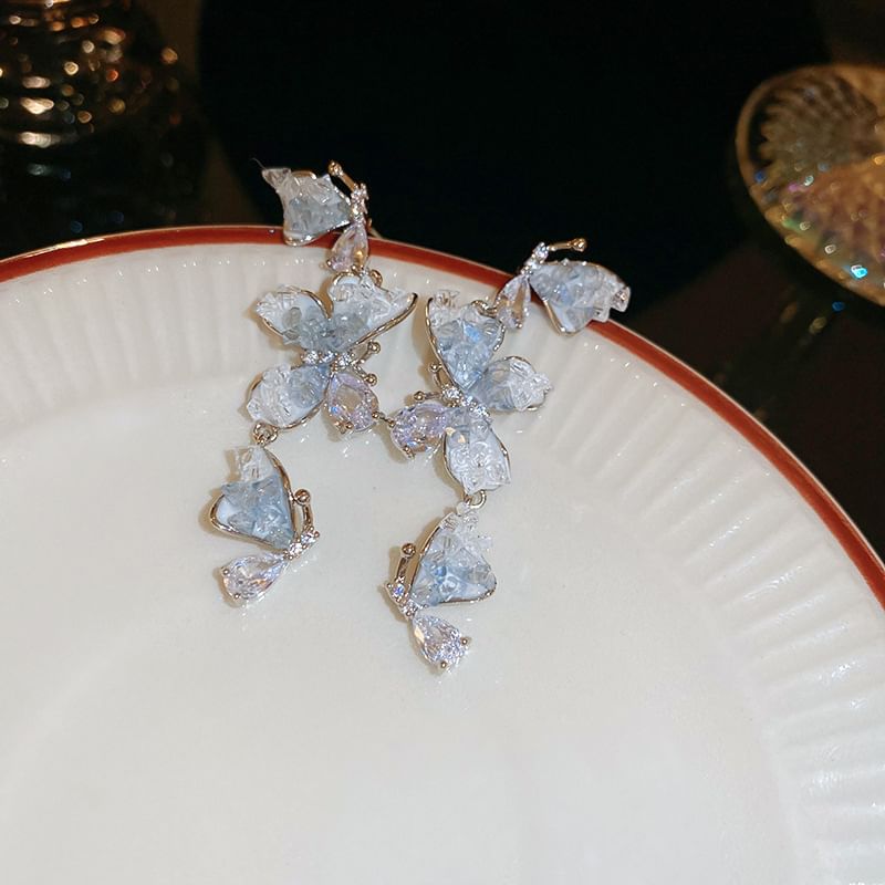 / Alloy Crystal Earring Pearl Designs) Butterfly Faux (Various