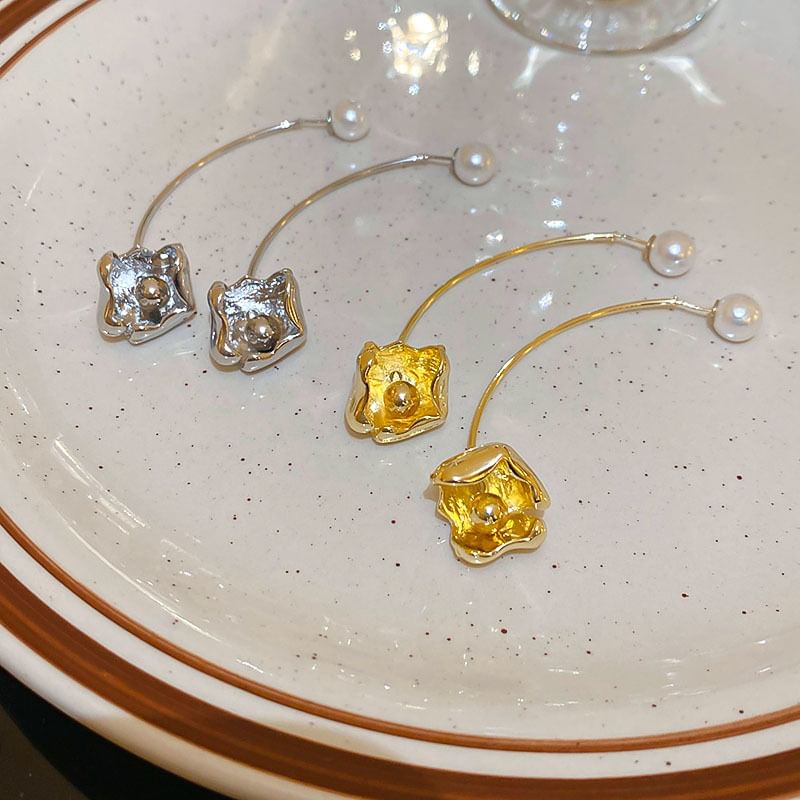 Alloy Earring Faux Pearl Dangle Floral