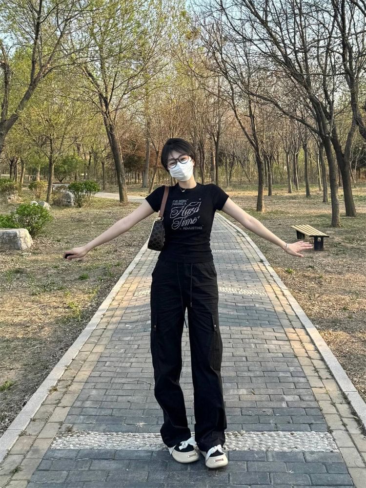 High Waist Plain Loose Fit Cargo Pants (Various Designs)