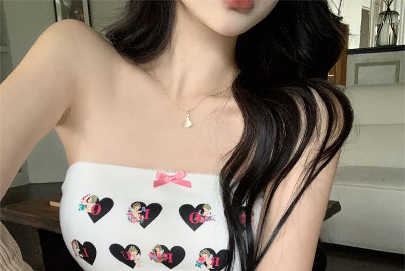Heart Print Tube Top