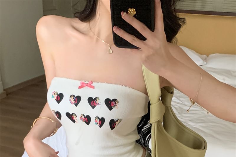 Heart Print Tube Top