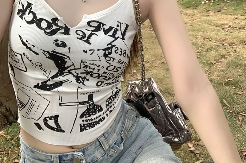 Cami Crop Top Printed