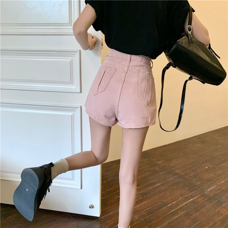 Asymmetrical Waist High Skort Denim