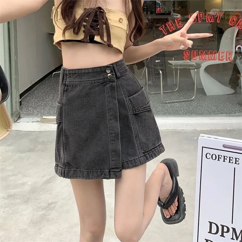 Denim Skort High Waist