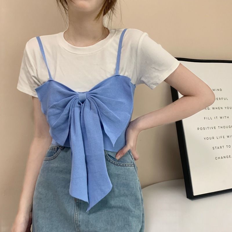 Camisole Cropped Top Plain Bow