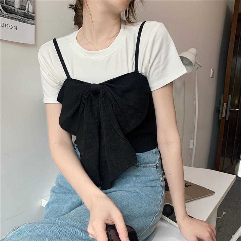 Camisole Cropped Top Plain Bow