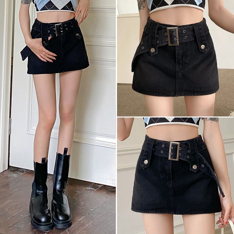 Denim Waist Skirt Mini High A-Line