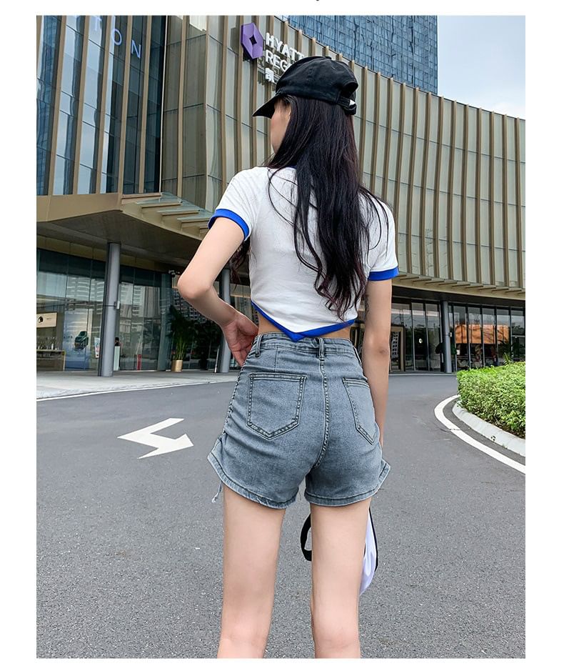 Hot Drawstring high Waist Denim Pants