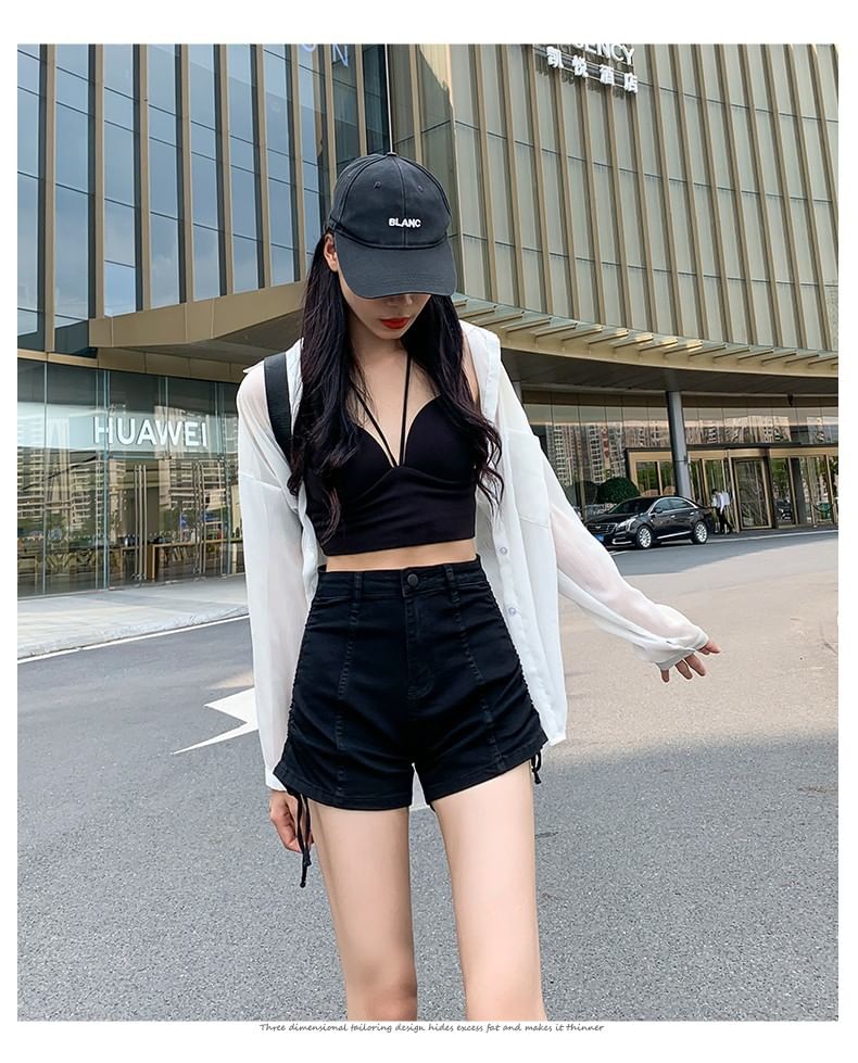 Hot Drawstring high Waist Denim Pants