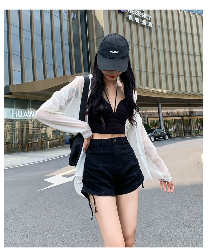 Hot Drawstring high Waist Denim Pants