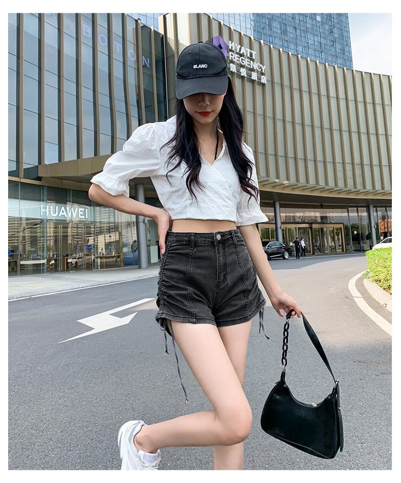Hot Drawstring high Waist Denim Pants