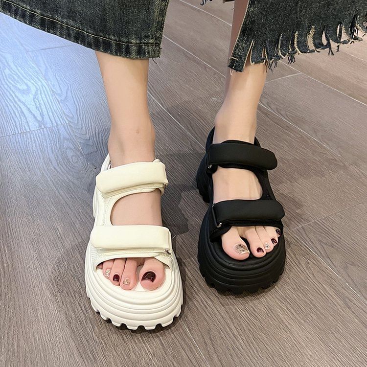 Mesh Panel Sandals Platform