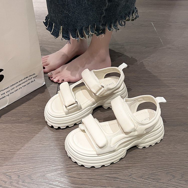 Mesh Panel Sandals Platform