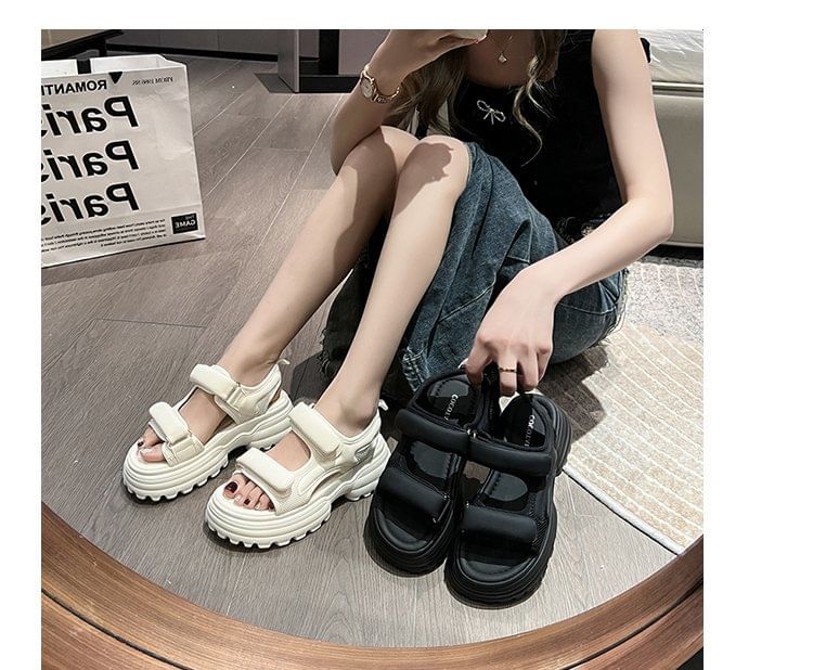 Mesh Panel Sandals Platform