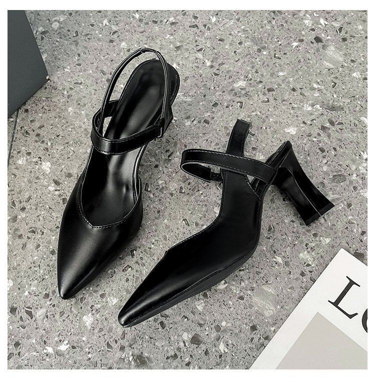 Sandals Heel Slingback Plain High