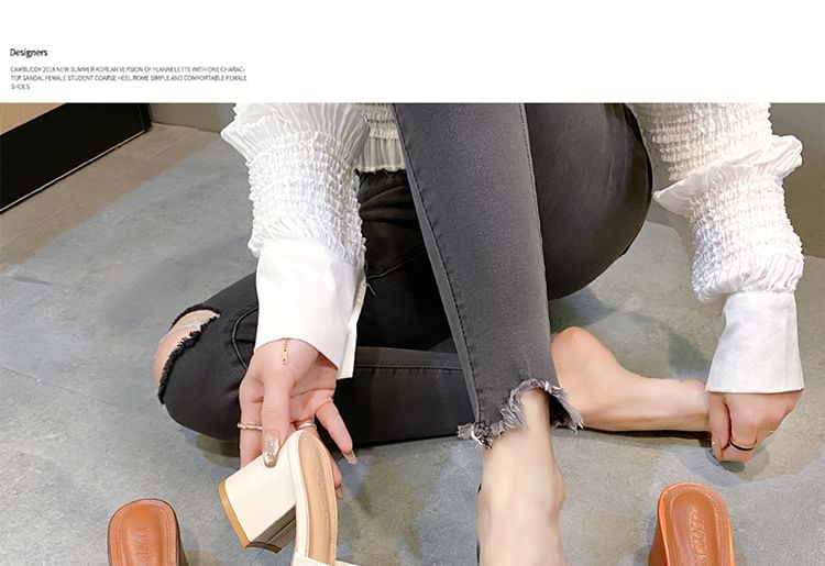 Slide Heel Plain Sandals Block