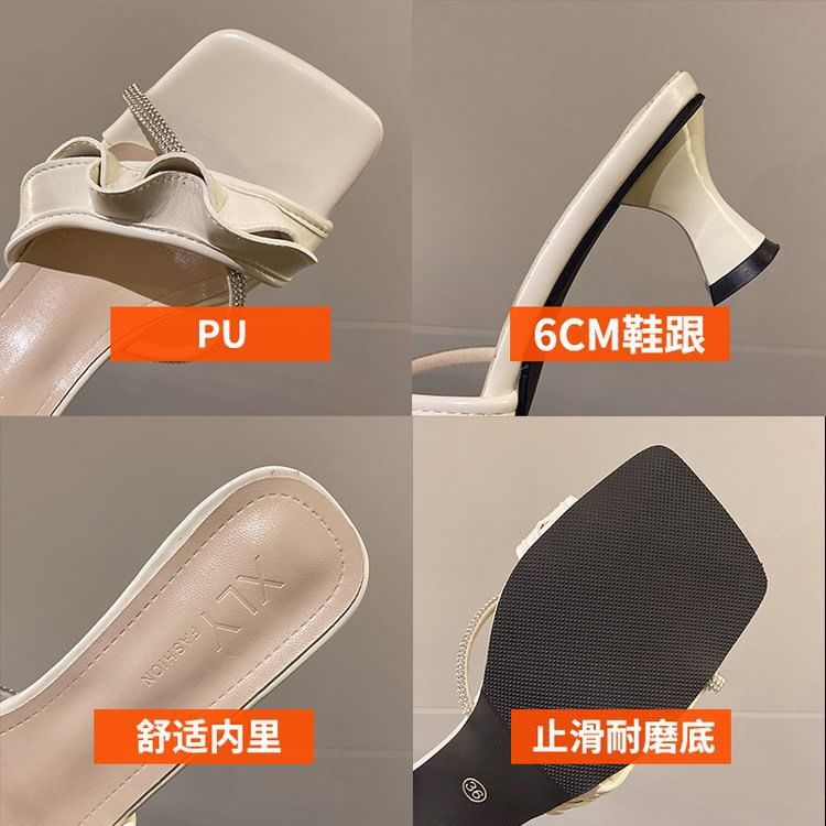 Heel Sandals Low Ruffle Slide