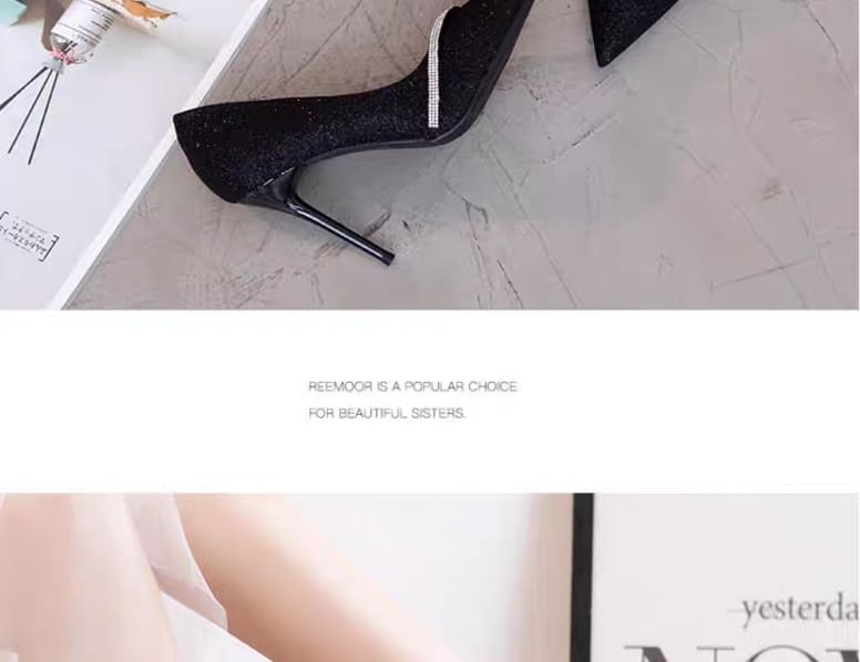 Pumps High Heel Pointy Glitter