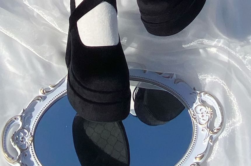 Block Platform Sandals Heel Lace Up