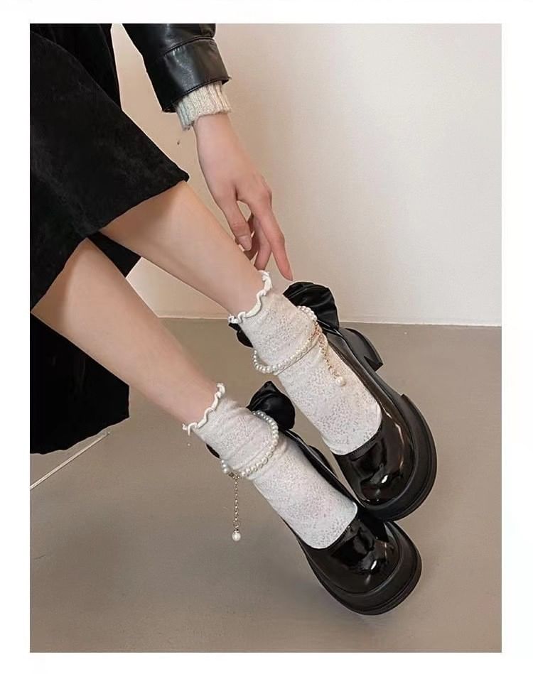 Bow Jane Pumps Mary Plain Block Heel