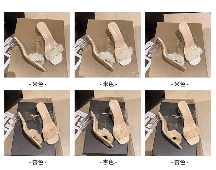 Sandals Slide Heel High Ruffle