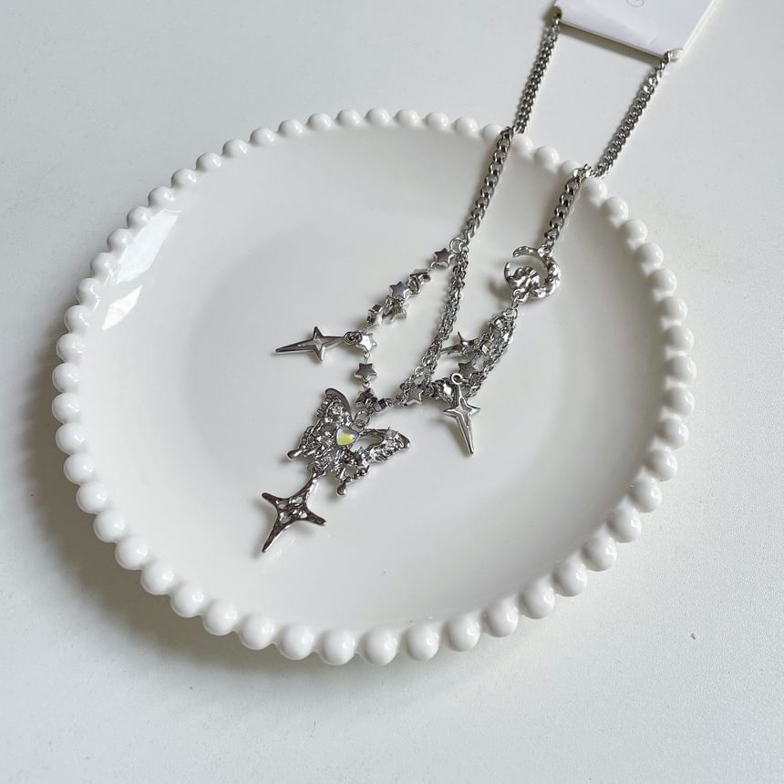 Star Pendant Necklace Butterfly Fringed