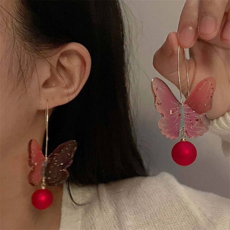 Butterfly Bead Hook Earring Drop