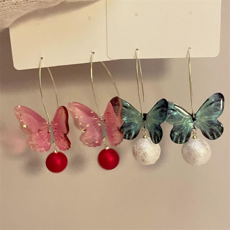Butterfly Bead Hook Earring Drop