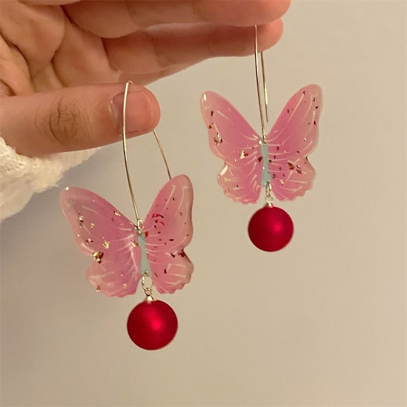 Butterfly Bead Hook Earring Drop