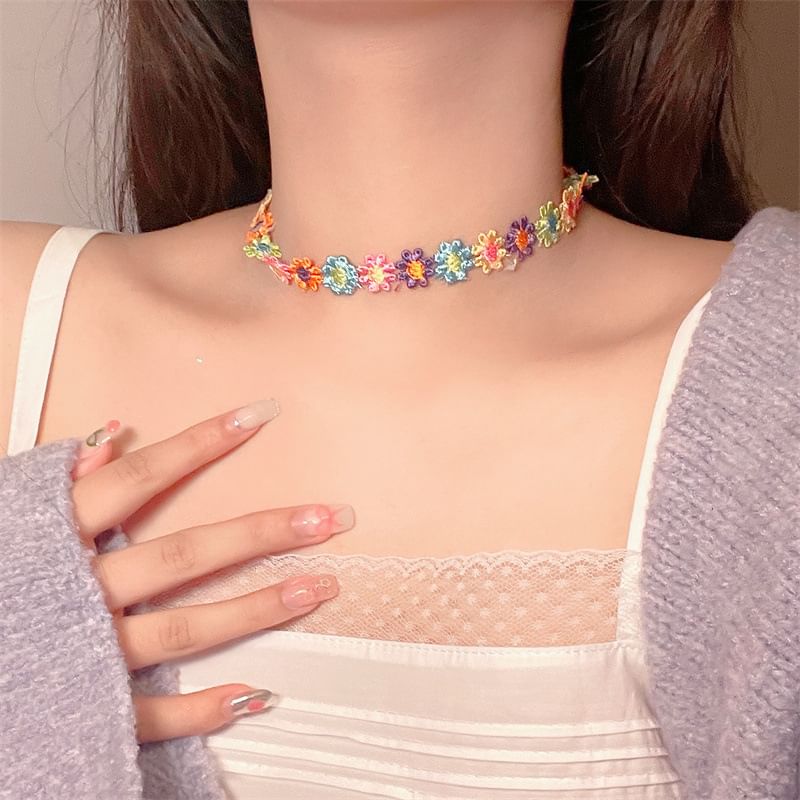 Floral Embroidered Choker