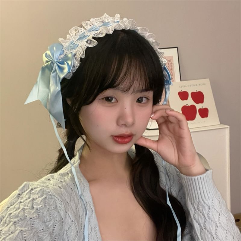 Cat Ear Fluffy Hair Clip / Bow Lace Headband
