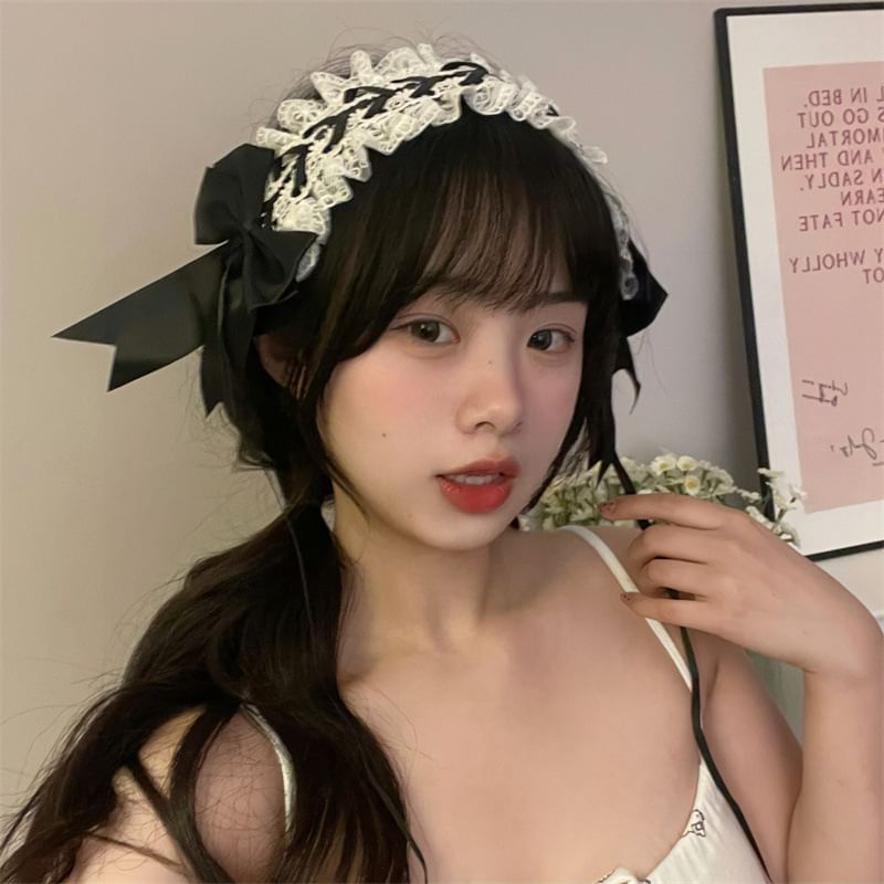 Cat Ear Fluffy Hair Clip / Bow Lace Headband