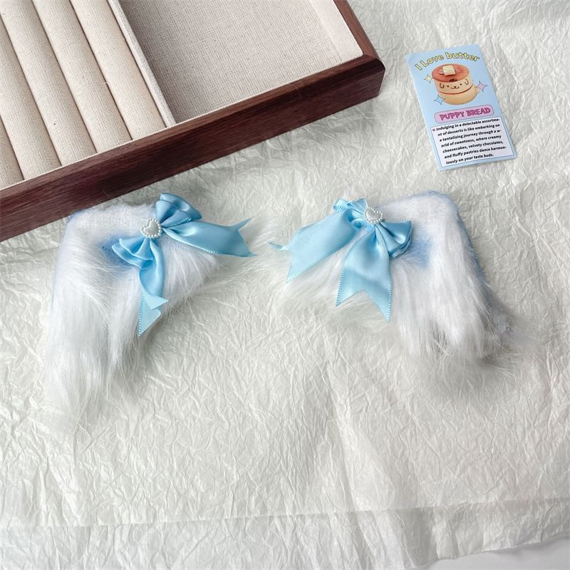 Cat Ear Fluffy Hair Clip / Bow Lace Headband