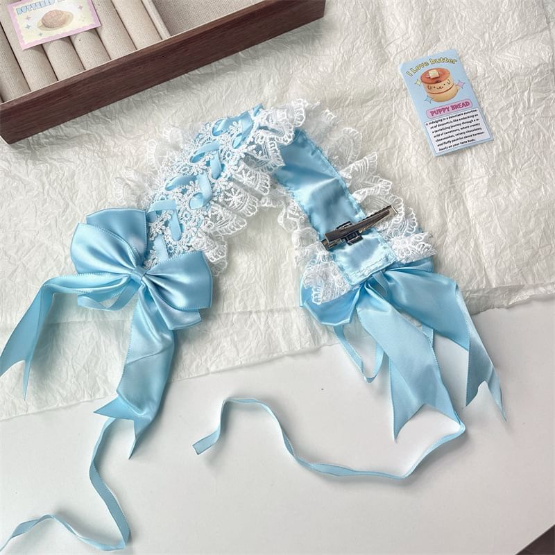 Cat Ear Fluffy Hair Clip / Bow Lace Headband