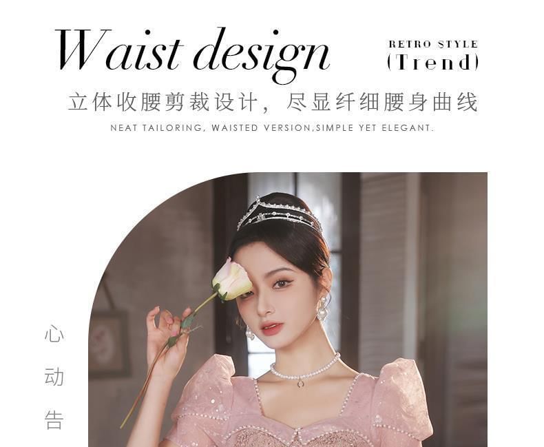 Evening A-Line Gown Glitter / Dress Short-Sleeve Mesh