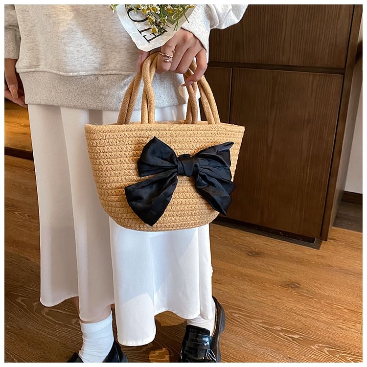 Tote Bow Woven Bag