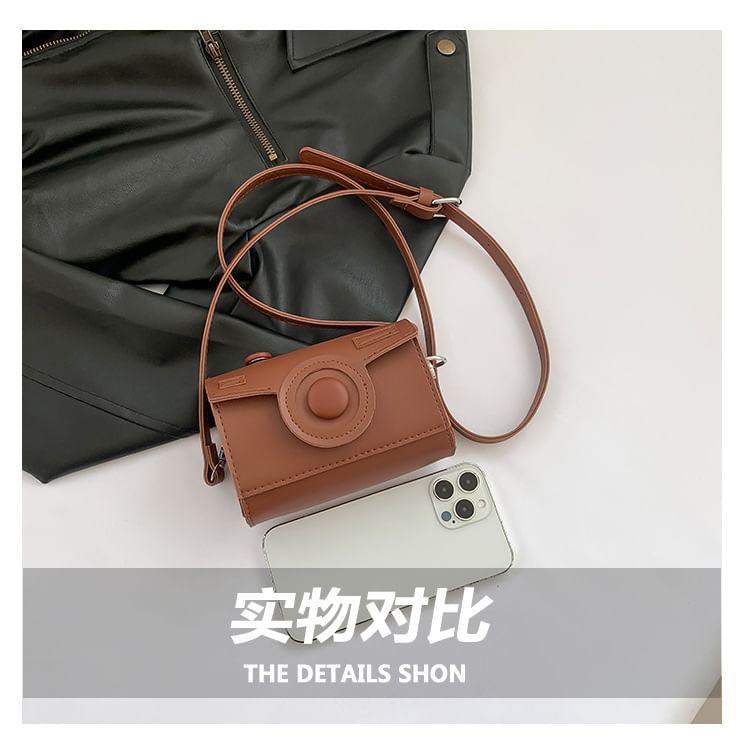 Crossbody Camera Faux Flap Leather Bag