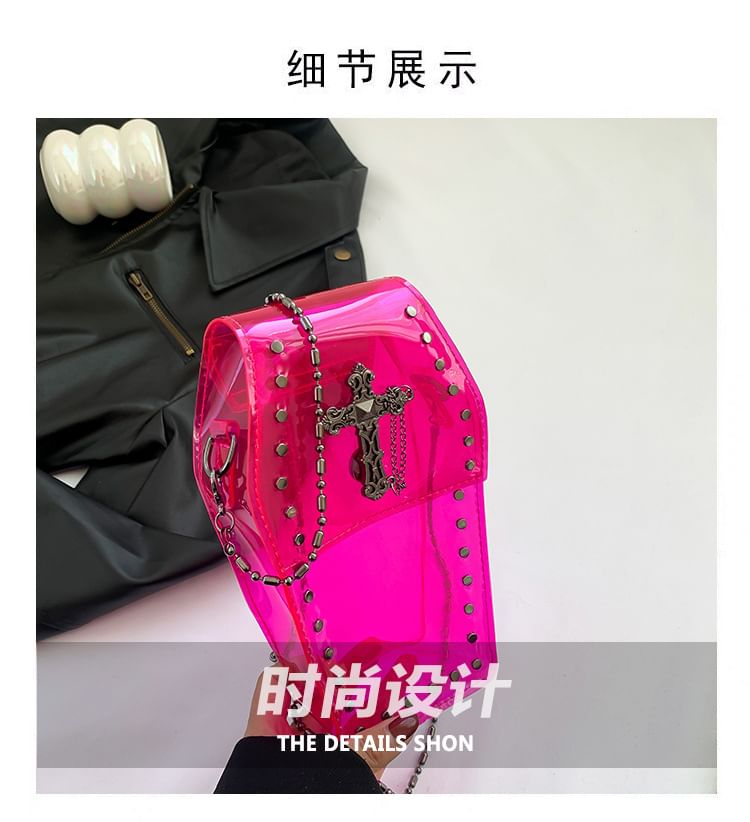 PVC Chained Studded Bag Crisscross Crossbody
