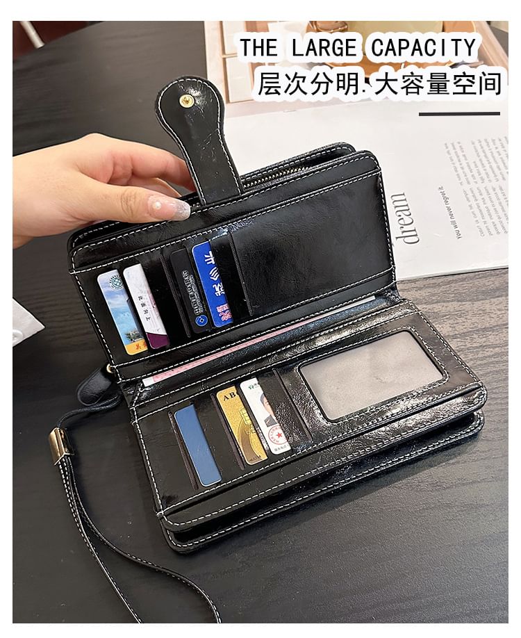 Floral Faux Long Charm Leather Wallet