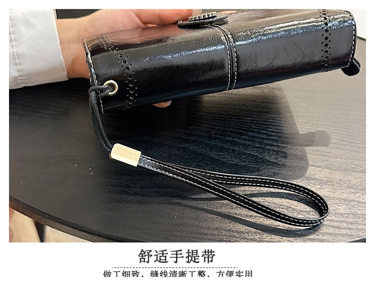 Floral Faux Long Charm Leather Wallet