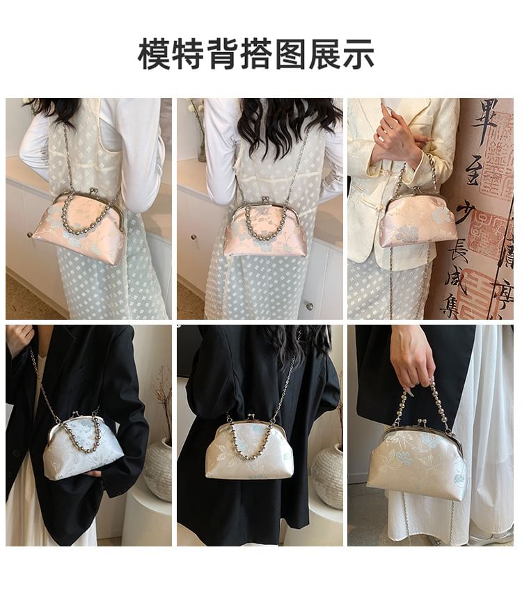 Jacquard Lock Crossbody Bag Floral Kiss