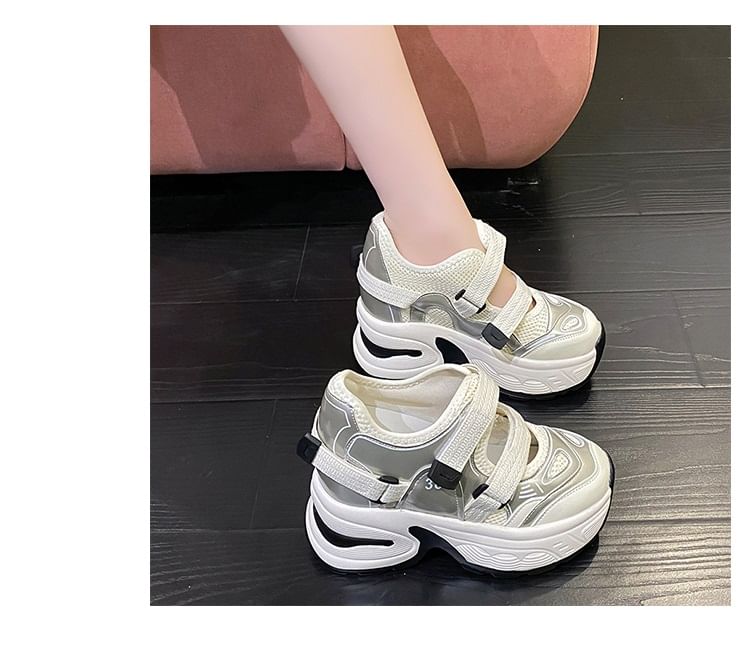 Cutout Sneakers Wedge Platform Hidden Panel Mesh